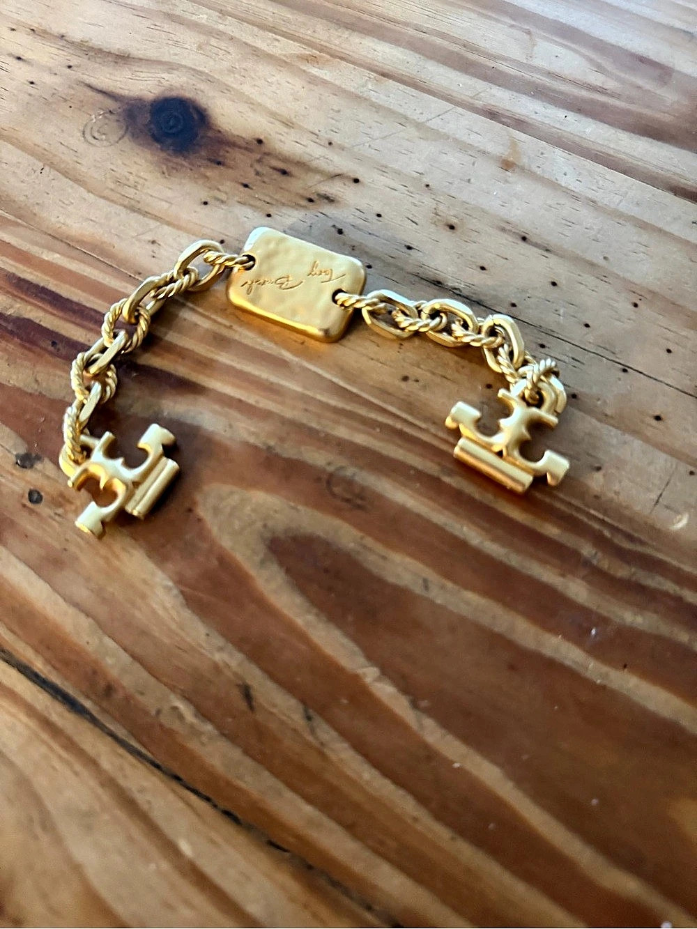 Tory Burch Gold-Tone Logo Chain Bracelet